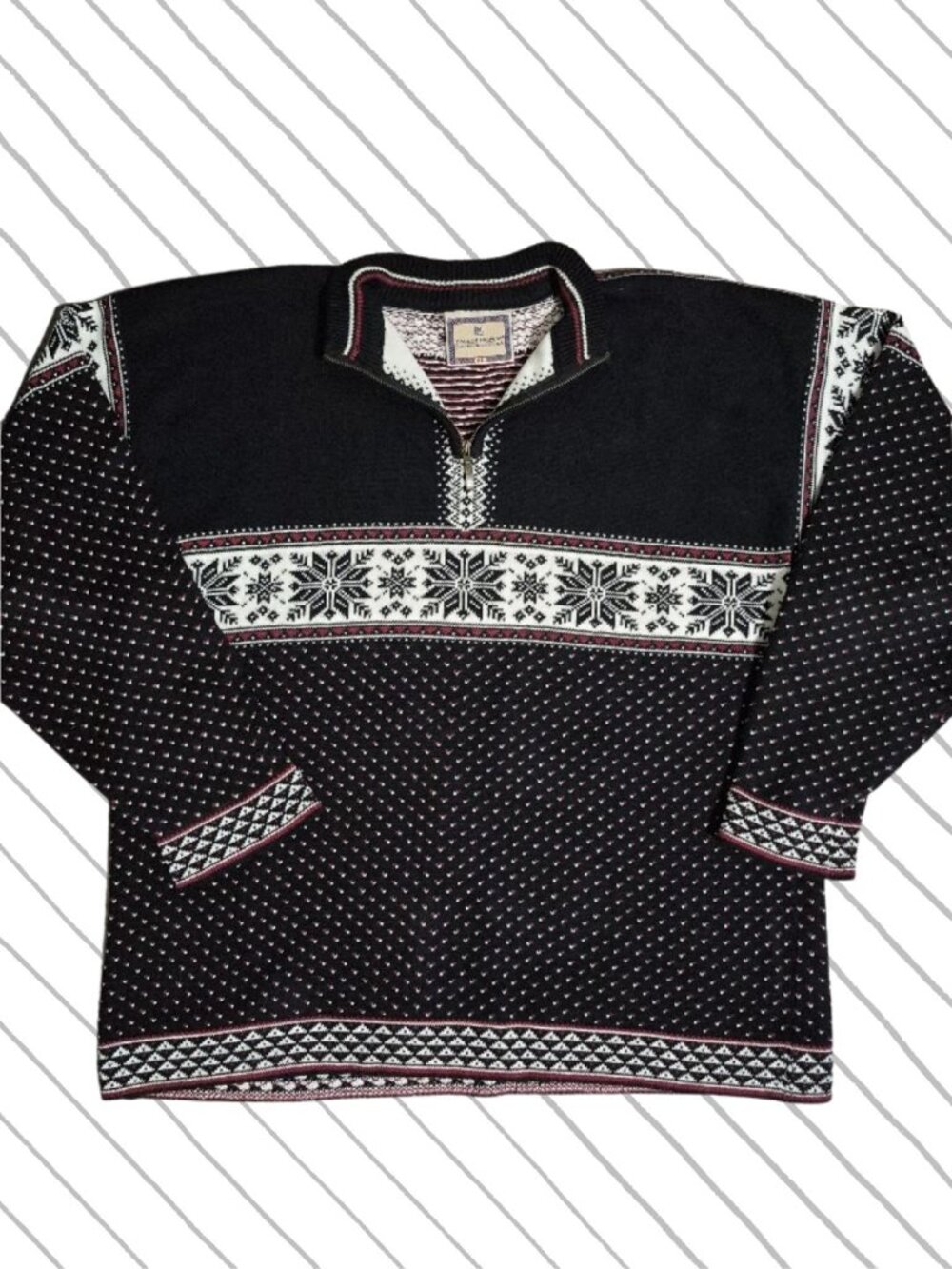 Dale of Norway Quarter Zip Sweater Mens XL Fair Isle Wool Nordic Snowflake